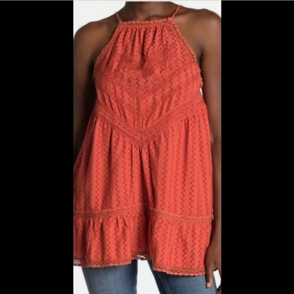 Free People Embroidered Elisa Orange Tunic Top Size S - Picture 2 of 11